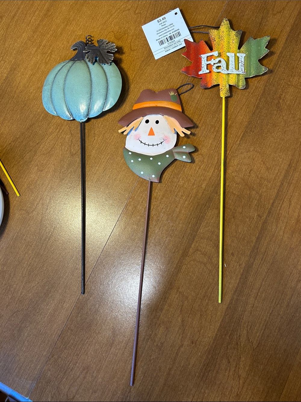 Fall Pumpkin, Scarecrow & Leaf Garden Stakes - Set of 3